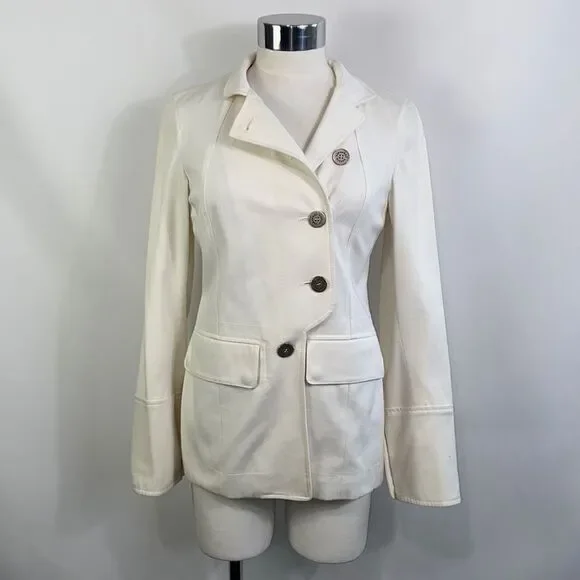 Burberry Cream High Neck SideโButton Jacket - Picture 1 of 16